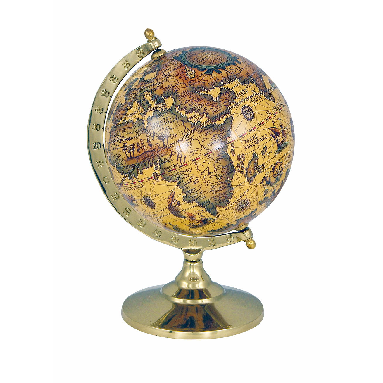 lustre Bortset Begrænsninger Globus im Messinggestell - Antik-Look Alte Welt - 23cm - Geschenke MAX