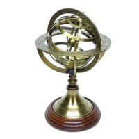 Armillarsphäre - Messing Holz - Antik-Look - 21,5cm
