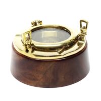 Aschenbecher Bullauge Holz und Messing