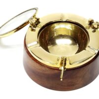 Aschenbecher Bullauge Holz und Messing – Bild 5