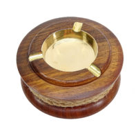 Aschenbecher Taurolle Holz und Messing