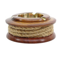 Aschenbecher Taurolle Holz und Messing