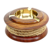 Aschenbecher Taurolle Holz und Messing