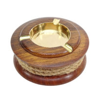 Aschenbecher Taurolle Holz und Messing