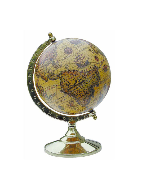 Globus im Messinggestell - Antik-Look Alte Welt - 15cm