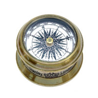 Runder Messing Kompass mit Glasdeckel - Antik Look