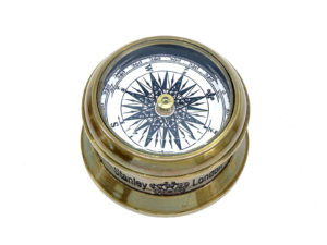 Runder Messing Kompass mit Glasdeckel - Antik Look