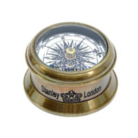 Runder Messing Kompass mit Glasdeckel - Antik Look