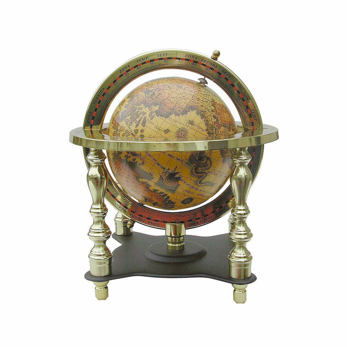 forarbejdning Tanzania spontan Säulen Globus im Messinggestell - Antik Look - Alte Welt - 18cm - Geschenke  MAX