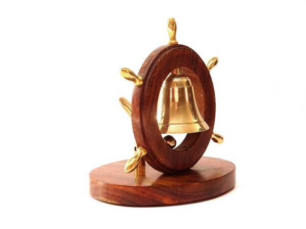 Tischglocke mit Steuerrad - Messing mit Holzsockel – Bild 5
