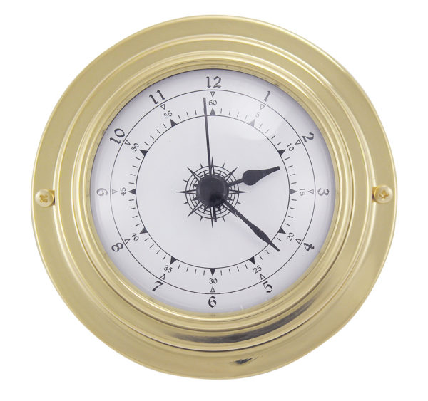 Messing Quarz Uhr im Bullaugen Design - 95mm