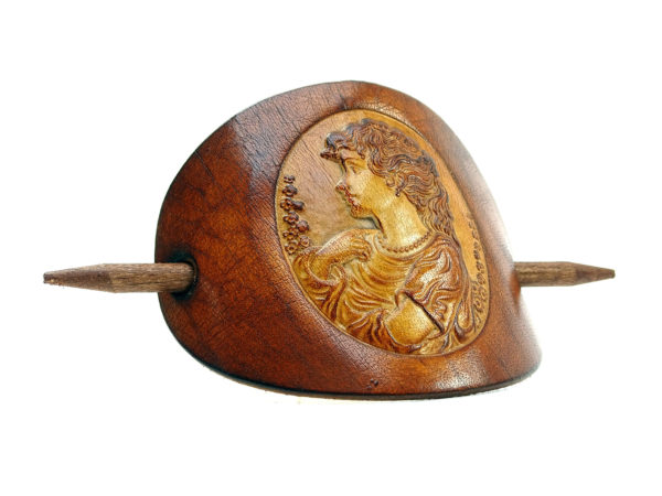 Vickys World Leder Haarspange - OX Antique Cameo Sieglinde – Bild 4
