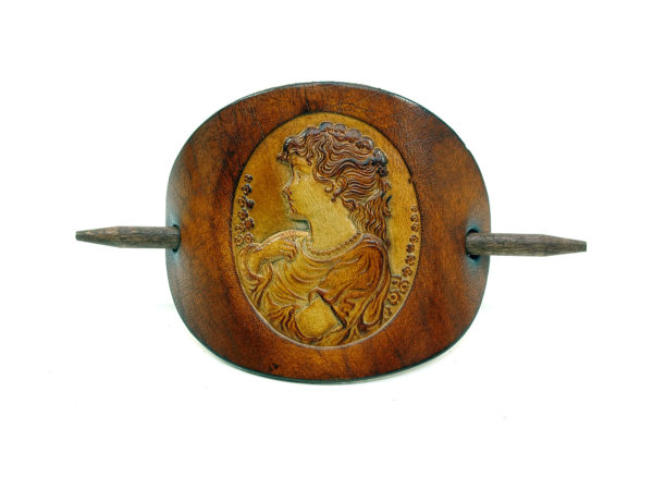 Vickys World Leder Haarspange - OX Antique Cameo Sieglinde – Bild 3
