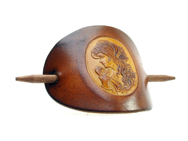 Vickys World Leder Haarspange - OX Antique Cameo Anna – Bild 4