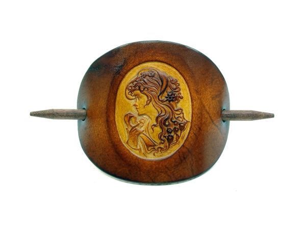 Vickys World Leder Haarspange - OX Antique Cameo Anna – Bild 2