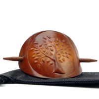Vickys World Leder Haarspange - OX Antique Lebensbaum