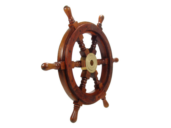Steuerrad - Messing Holz - Poliert - 47cm – Bild 2