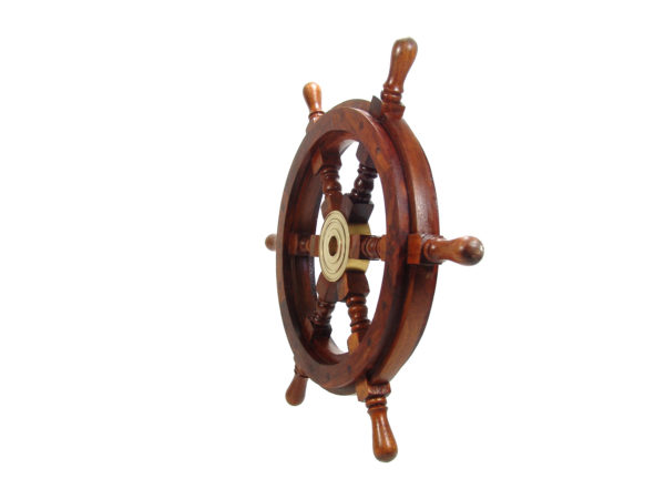Steuerrad - Messing Holz - Poliert - 47cm – Bild 6