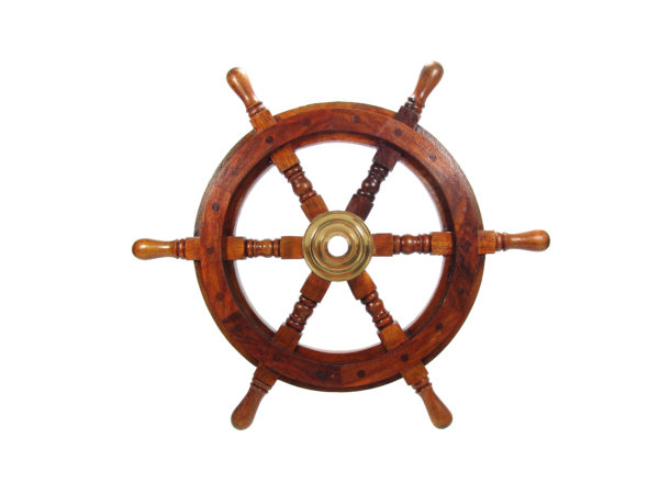 Steuerrad - Messing Holz - Poliert - 47cm – Bild 5