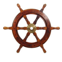 Steuerrad - Messing Holz - Poliert - 47cm
