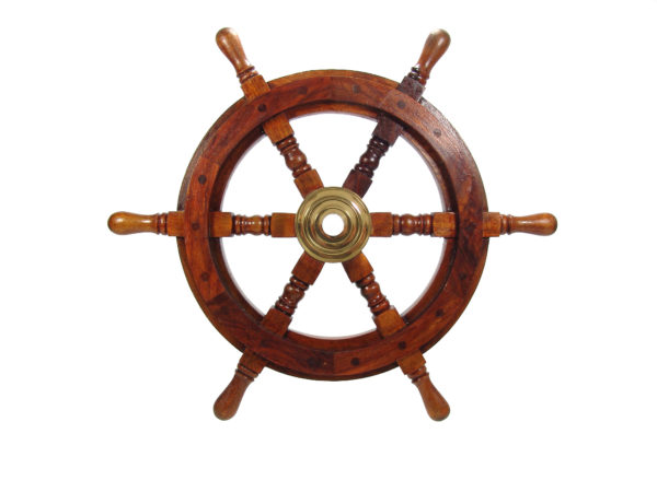 Steuerrad - Messing Holz - Poliert - 47cm