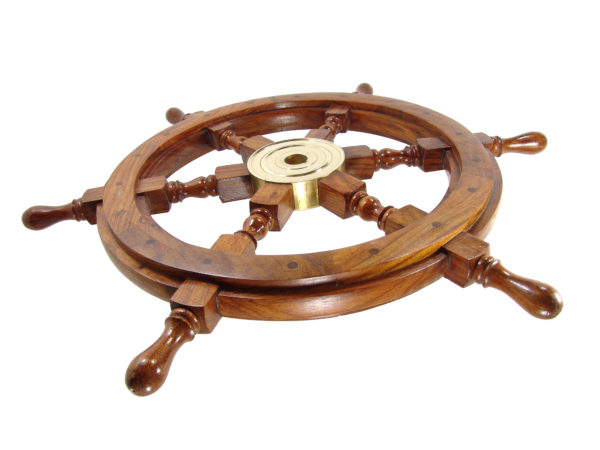 Steuerrad - Messing Holz - Poliert - 61cm – Bild 3