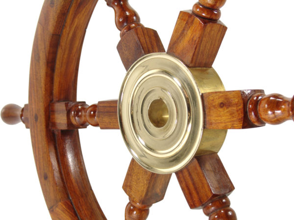 Steuerrad - Messing Holz - Poliert - 61cm – Bild 4