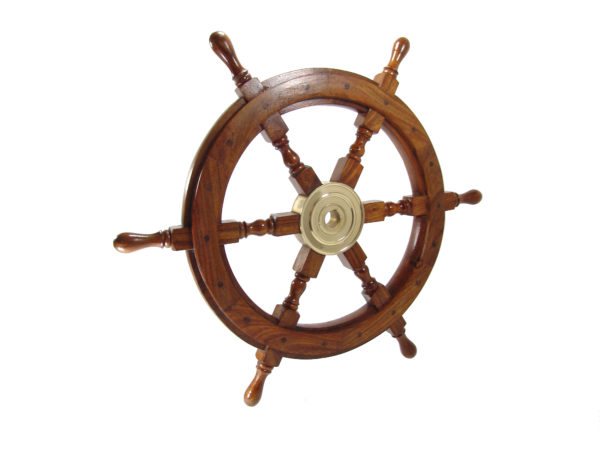 Steuerrad - Messing Holz - Poliert - 61cm