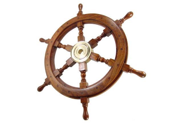 Steuerrad - Messing Holz - Poliert - 61cm – Bild 5