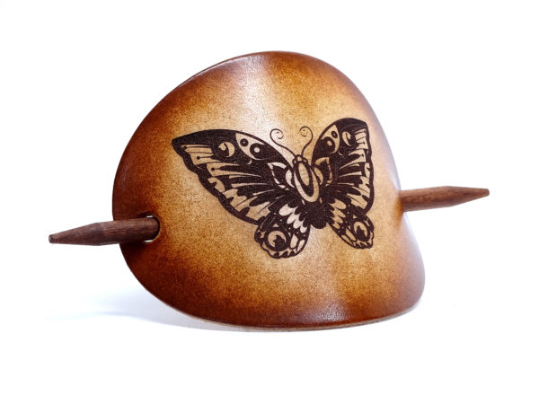 Vickys World Leder Haarspange - OX Antique - Butterfly