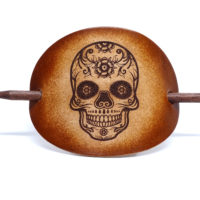 Vickys World Leder Haarspange - OX Antique - Sugar Scull – Bild 2