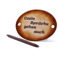 Vickys World Leder Haarspange - OX Antique - Name & Text – Bild 6