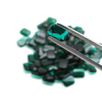 Schmuckstein - Cabochon Achteck facettiert - 10x13 mm - Grün - Smaragdfarben – Bild 2