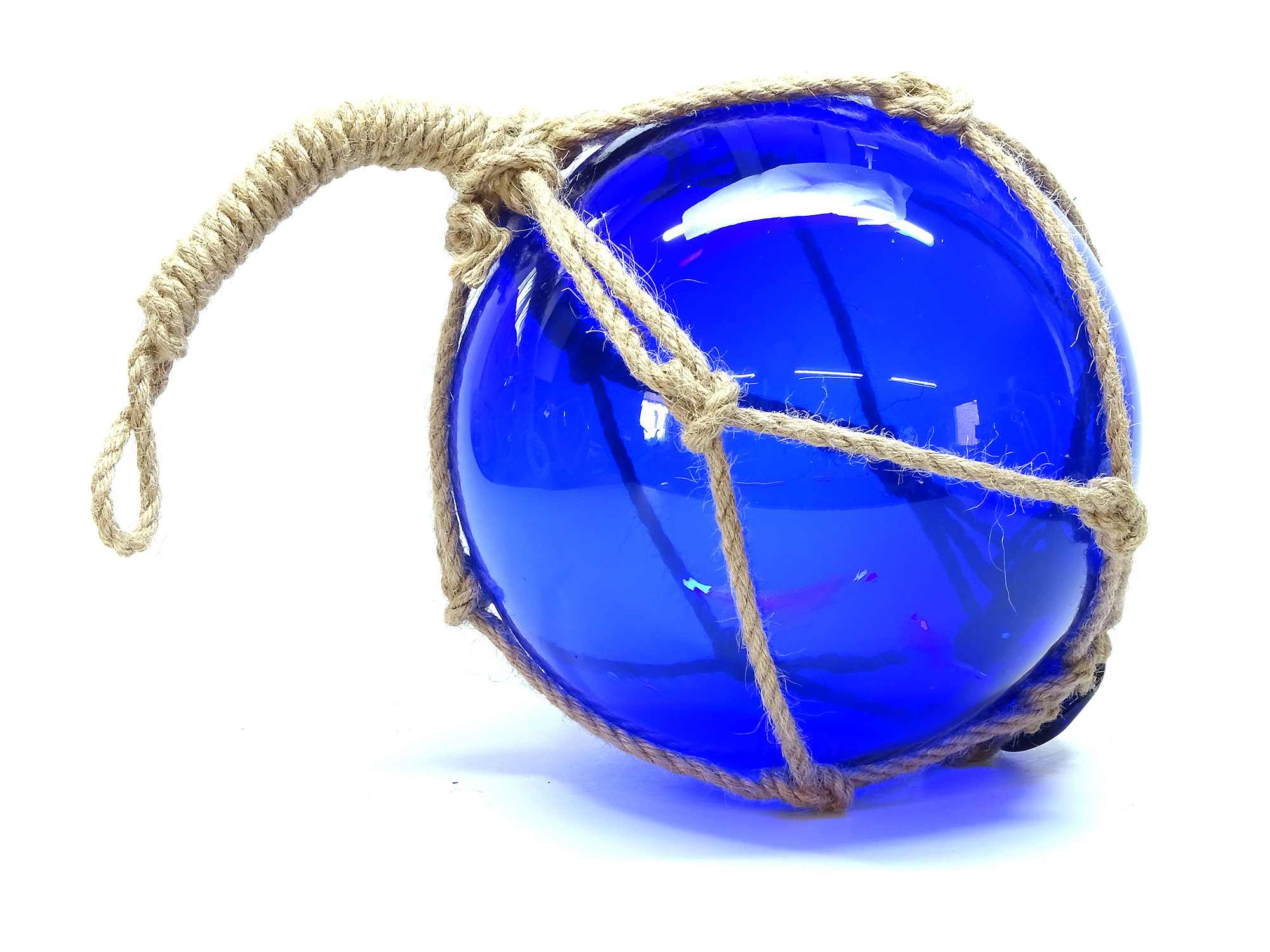 Fischernetz Kugel Blau Ø 17,5 cm Fischerkugel aus Glas im Netz 