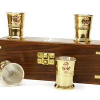 Messing Rumbecher 4er Set in der Teak Holz Box – Bild 5