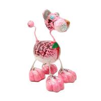 Tiger Katze - Pappmache - Pink - XL - Skulptur - Kunst
