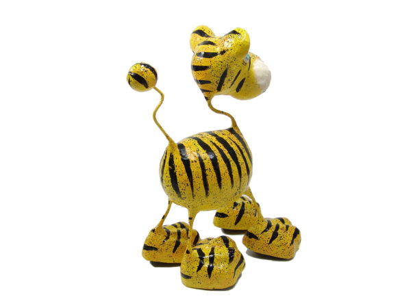 Tiger Katze - Pappmache - Gelb - XL - Skulptur - Kunst