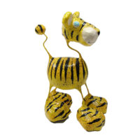 Tiger Katze - Pappmache - Gelb - XL - Skulptur - Kunst