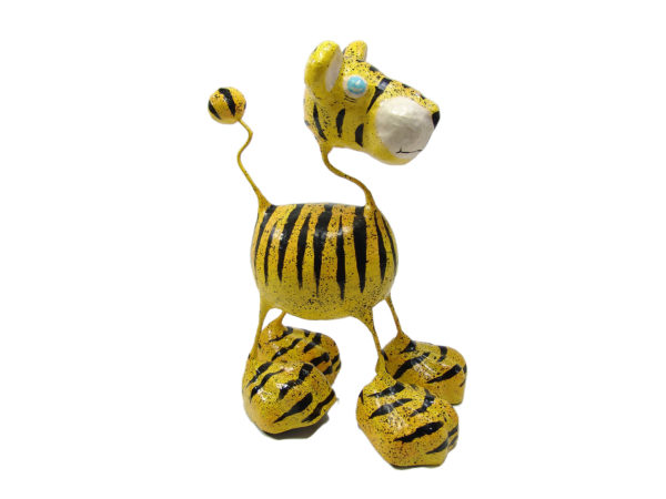 Tiger Katze - Pappmache - Gelb - XL - Skulptur - Kunst