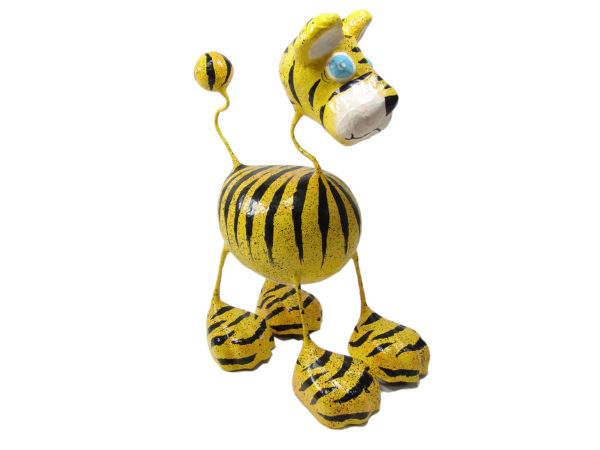 Tiger Katze - Pappmache - Gelb - XXL - Skulptur - Kunst