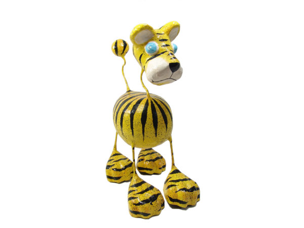 Tiger Katze - Pappmache - Gelb - XXL - Skulptur - Kunst