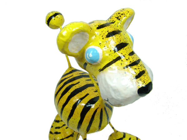 Tiger Katze - Pappmache - Gelb - XL - Skulptur - Kunst