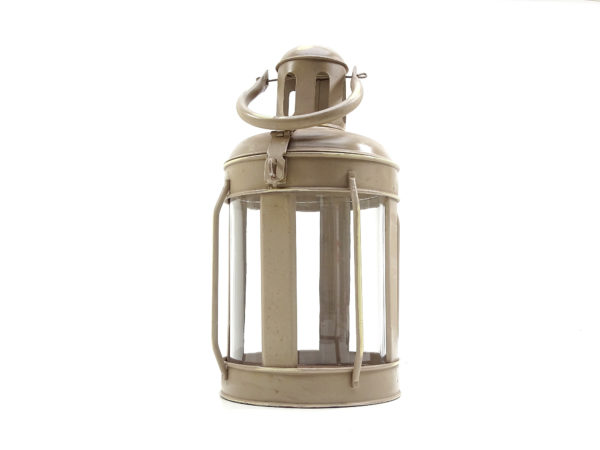 Runde Cargo Laterne - Shabby Chic - Beige-Braun - Colmore