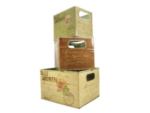 Aufbewahrungsboxen Metall 3er Set - Paris - Emaille Look