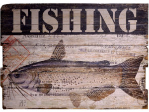 Holzbild - Fishing Marseille I - Retro Trash Look