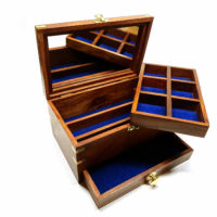 Schmuckkästchen Schatulle - Ausziehbar mit 10 Fächern - Holz Messing