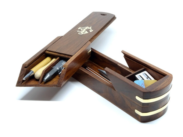 Maritime Stiftebox in Holz und Messing – Bild 4