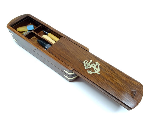 Maritime Stiftebox in Holz und Messing – Bild 3