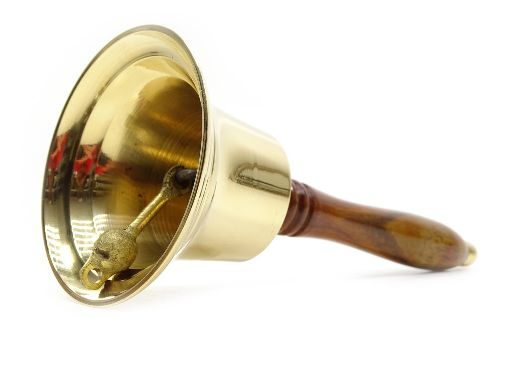 Goldene Handglocke Aus Messing - 15 Cm Mit Holzgriff Für Service & Veranstaltungen