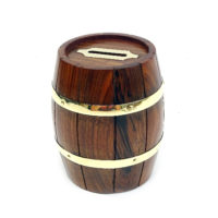 Maritime Spardose - Fass aus Holz und Messing – Bild 6